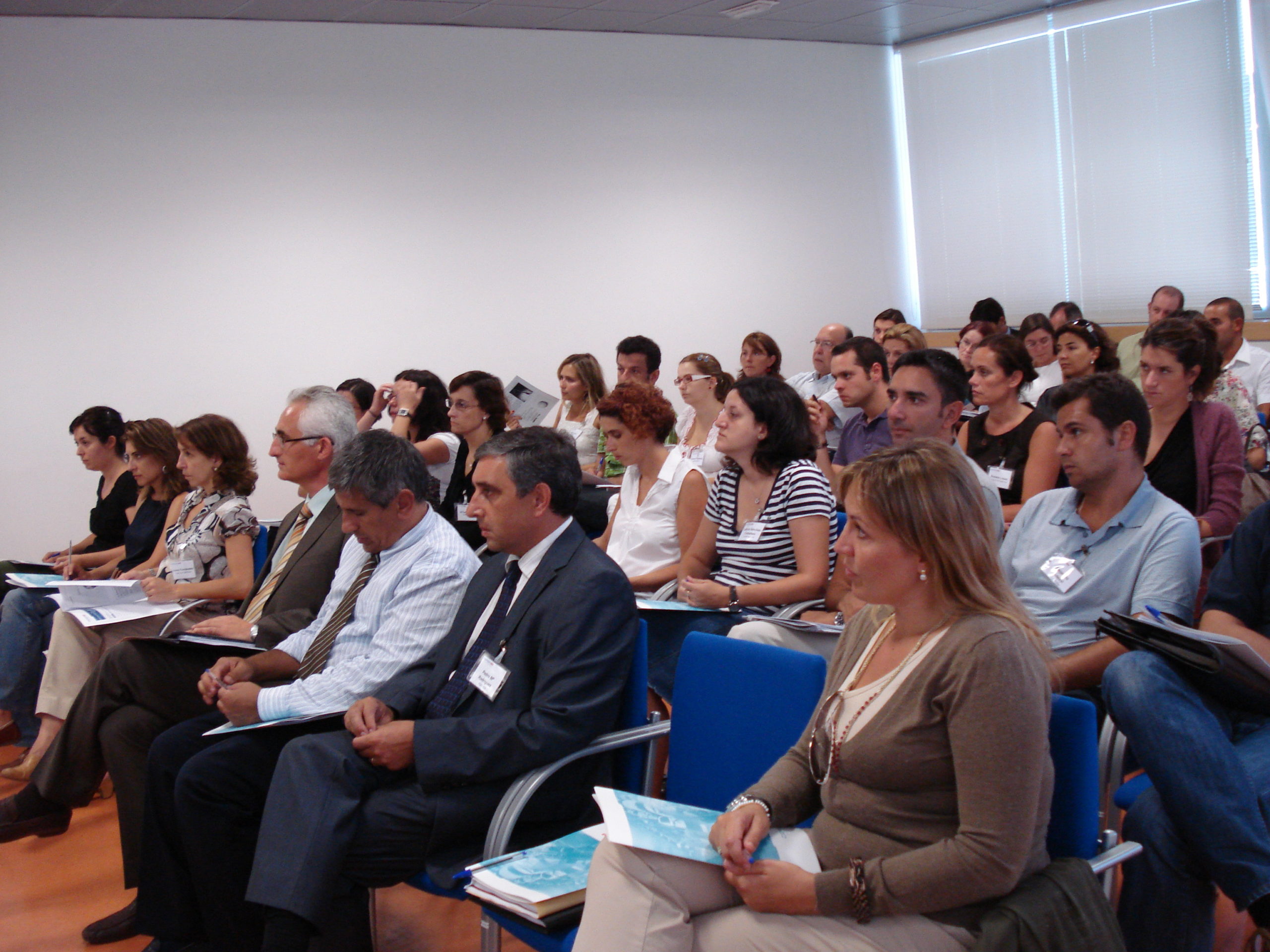 Asistentes al acto sobre la Gripe A celebrado ayer en las instalaciones del Cluster.